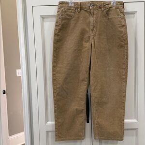 American Eagle Corduroy Mom Straight Jeans Womens Size 12L Stretch Tan Crop